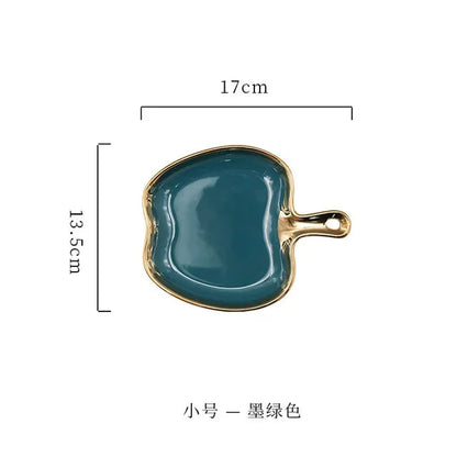 Dinner Plate with Handle Luxury Storage Tray Food Dessert Fruit Jewelry Trinket Dish Decorative Dinnerware Good Vibrations
