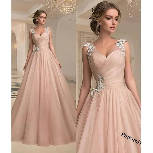 Spring Summer New Style Women's Dress V-Neck Fashion Mesh Sleeveless Long Gown Full-Length Skirt High Collar Empire Waist Good Vibrations