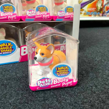 Zuru Pets Alive 2Pcs Interactive Mini Dog Toy Set with Glitter Mini pet accessories Three-dimensional corgi decorative toys Good Vibrations