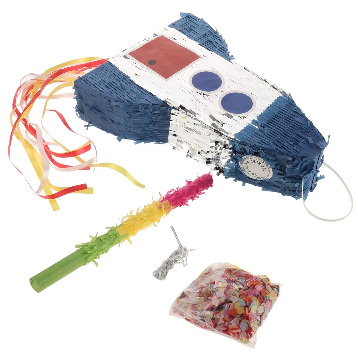 Rocket Piñata Birthday Party Decorations Kids Games Space Theme Party Supplies Fillable Pinata Toys Science Party Balloons Good Vibrations