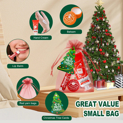 Christmas gift set -100 pieces/box batch lipstick, hand cream, balm, Christmas tree card and red organza bag Good Vibrations