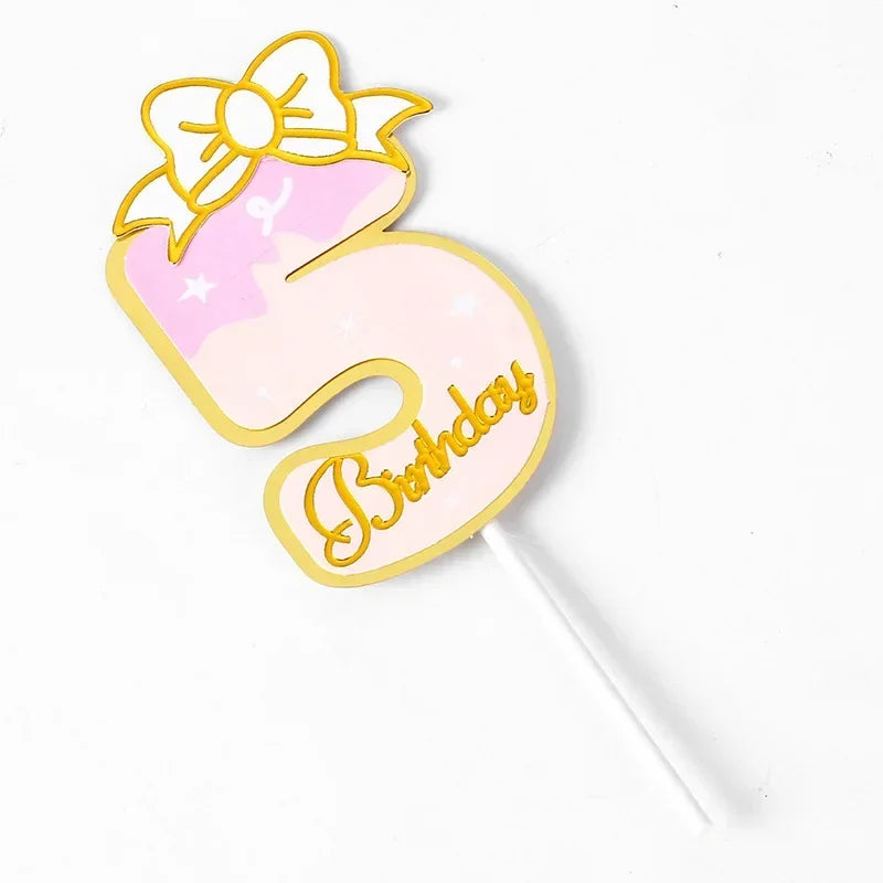 New Digital Decoration Happy Birthday Number Cake Insertion 0 1 2 3 4 5 6 7 8 9 Cake Topper Girls Boys Baby Party Supplies Decor Good Vibrations
