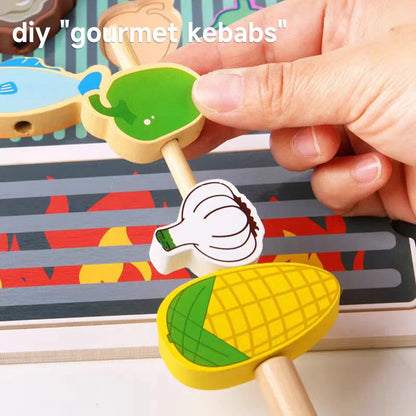 Simulation Kitchen Pretend Toy Wooden Toddler DIY BBQ Toy Set Classic Game Montessori Educational Toy For Children Kids Gift Good Vibrations