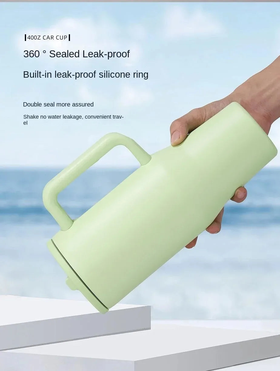 40oz Cross-border thermos cup 40oz double-layer ice cup leak-proof foldable straw cover convenient direct drinking mouth car cup Good Vibrations