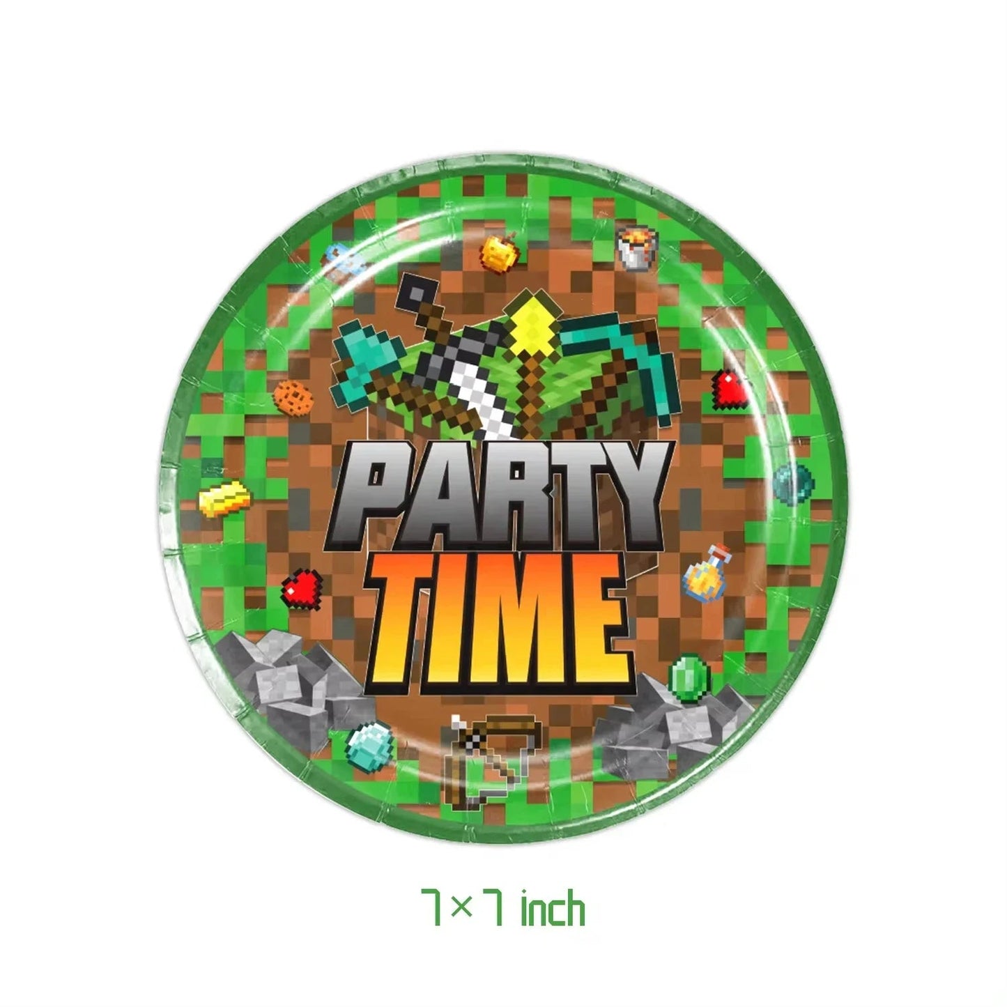 Mineres Craftings Party Decorations World Game Tableware Cup Plate Balloon Tablecloth Boys Birthday Party Supplies Kids Gift Good Vibrations