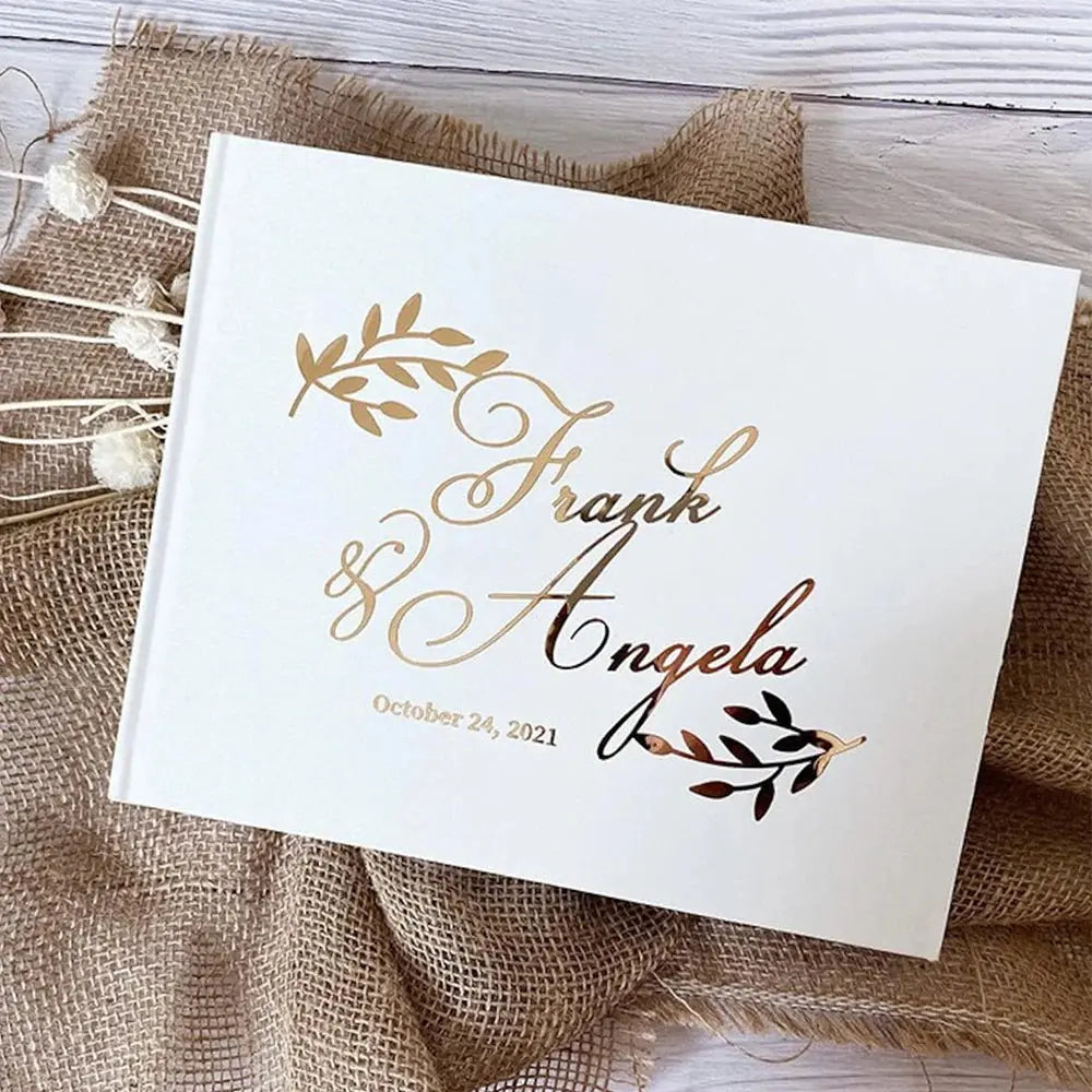 Personalized Wedding White Guest Book Simple Elegant Wedding Reception Signing Book Hardback Couples Keepsake Book Good Vibrations