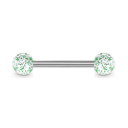 1PCS/4PCS Green Blue Acrylic Balls Tongue Barbell Splatter 316L Stainless Steel Bar Tongue Rings Piercing Good Vibrations