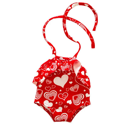 Cute Swimming Suit for 16-18Inch American Doll Sweet Heart Print Doll Swimsuit Clothes for 43Cm Newborn Baby Doll Kids Gift Good Vibrations