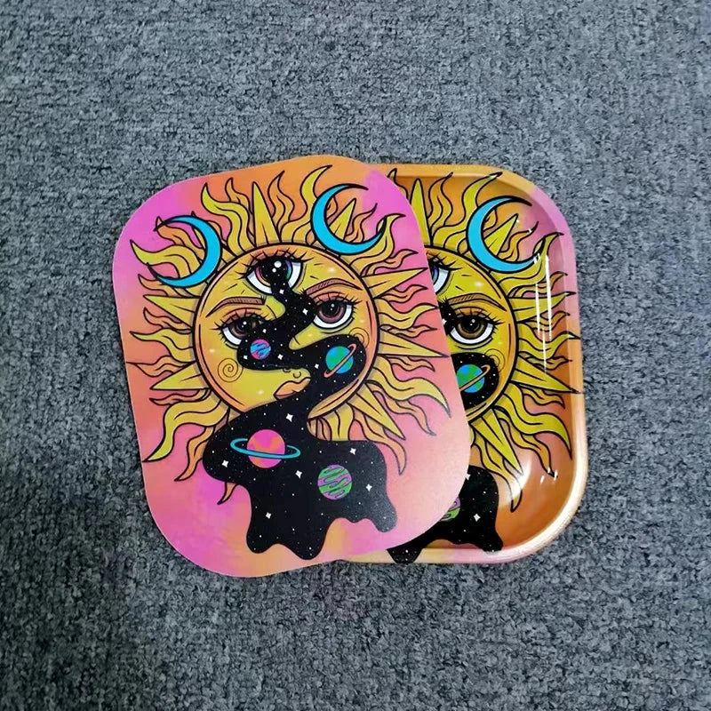 1Pc Rolling Tray Tobacco Cigarette Paper Accessories Trays Magnetic Lid Smoking Grinder Storage Metal Plate 18x14CM Good Vibrations Adult Super Store