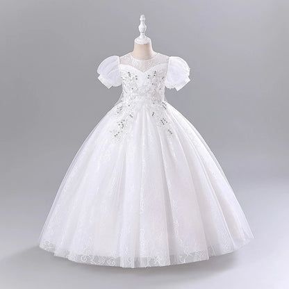 Girls Elegant Dresses Luxury Girl Wedding Dress Embroidery Flower White Dress For Girl Party Dress First Communion Prom Dress Good Vibrations