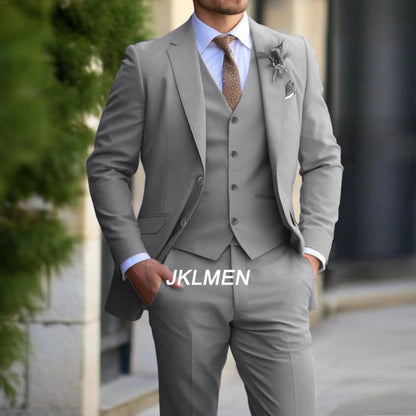 Classic Men Suit 3 Pieces Fashion Slim Fit Blazer Vest Pants Set Formal Business Wedding Tuxedos for Men Casual Clothing Good Vibrations