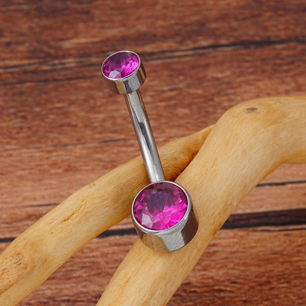 Right Grand ASTM F136 Titanium Belly Button Rings 10mm 12mm with Round CZ Internally Threaded Navel Rings Belly Bars Good Vibrations