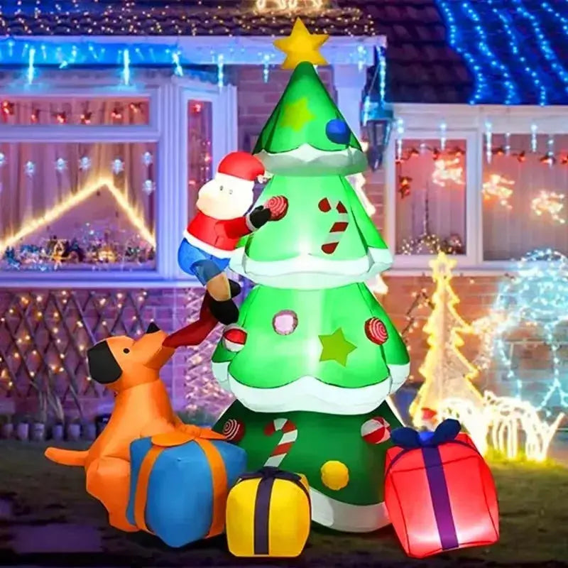 Christmas Decoration 2.1M Inflatable Toys Dog Santa Claus Xmas Tree Indoor Outdoor Decor With LED Lights New Year Gift Yard Prop Good Vibrations