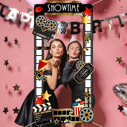 Movie Night Party Decorations Movies Theme Photo Booth Props Show Time Banner Movie Night Party Backdrop Film Party Supplies for Good Vibrations