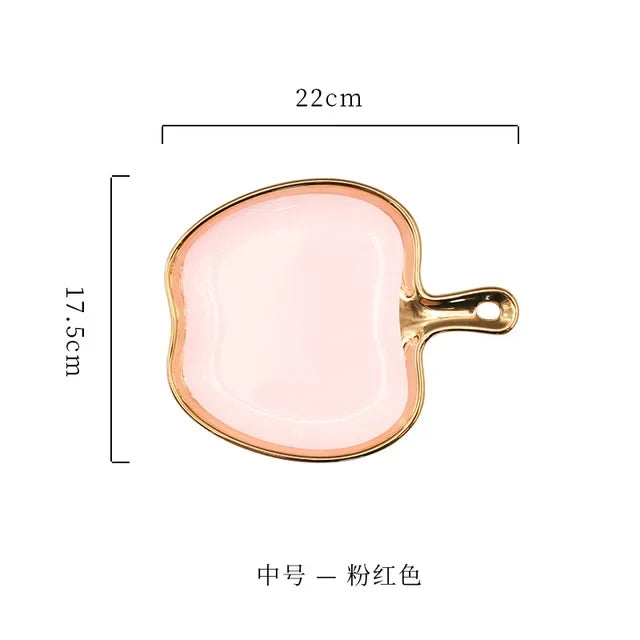 Dinner Plate with Handle Luxury Storage Tray Food Dessert Fruit Jewelry Trinket Dish Decorative Dinnerware Good Vibrations