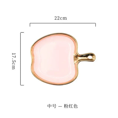 Dinner Plate with Handle Luxury Storage Tray Food Dessert Fruit Jewelry Trinket Dish Decorative Dinnerware Good Vibrations