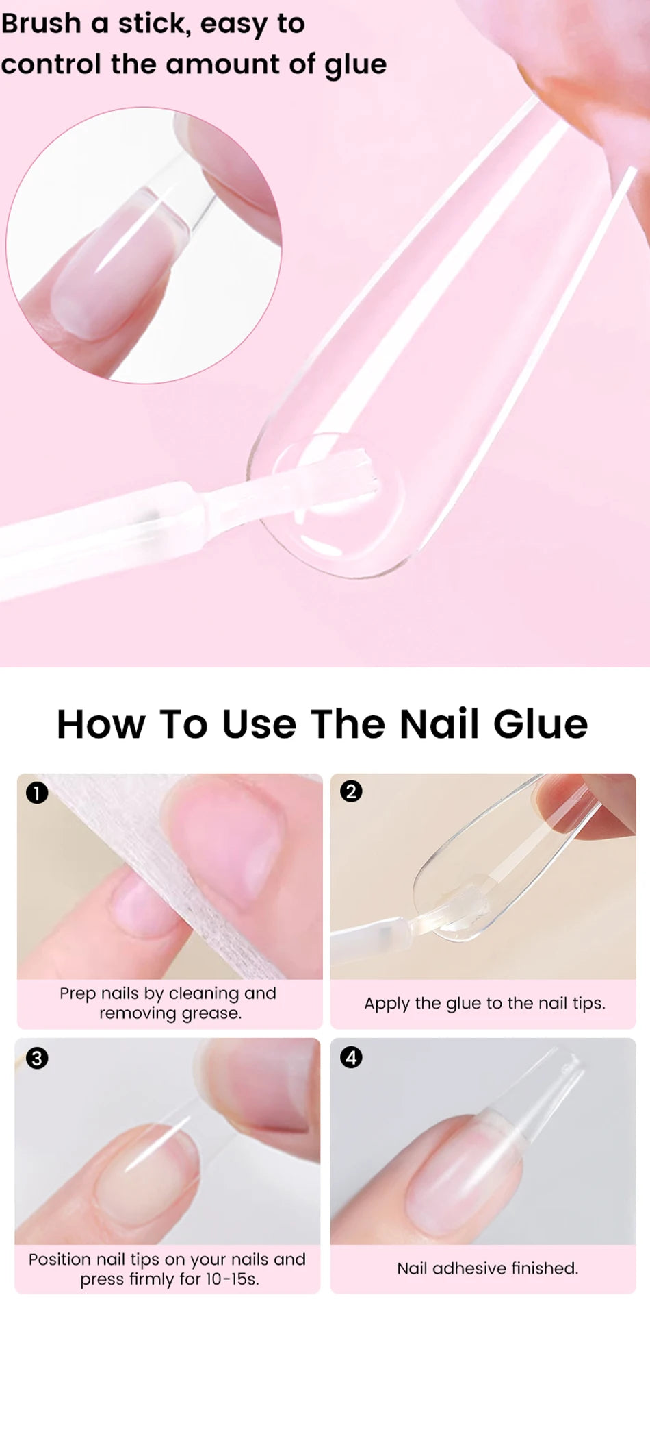 UR SUGAR 1/3/5PCS Quick Drying Nail Glue Super Strong Nail Rhinestones Glue for Acrylic Fake Tips Nail Gel Glue Manicure Tools Good Vibrations