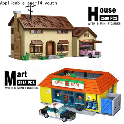 IN stockThe Supermarket House And Kwik E Mart Building Blocks Bricks 16004 16005 Christmas Toy Gift Compatible 71006 71016