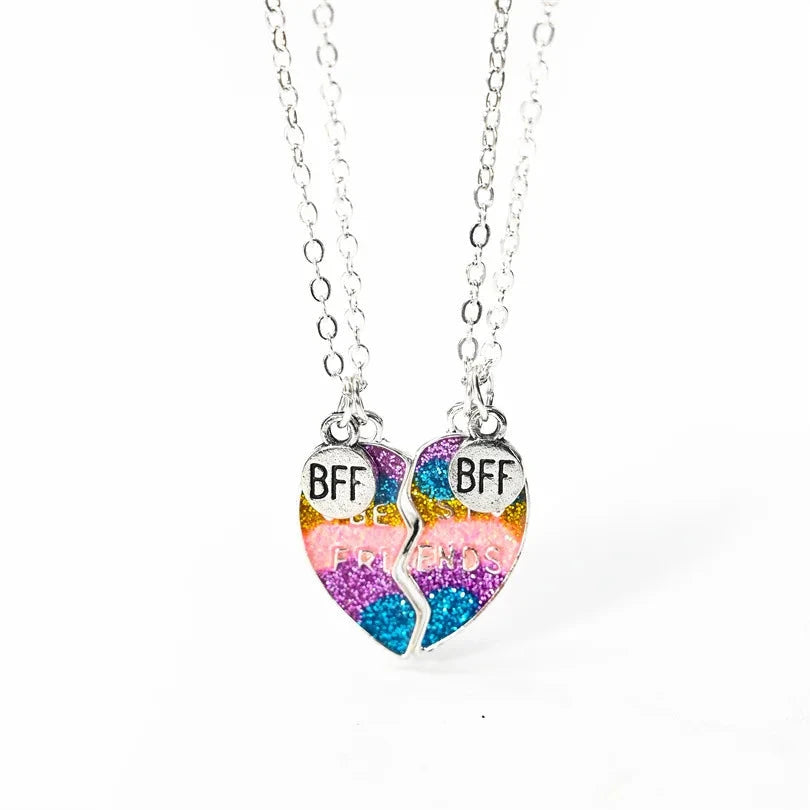 Fashion Best Friends Honey Love Couple Pendant Necklace 2 Pcs/ Set Chain Choke Broken Heart BFF Good Friendship Jewelry Gift Good Vibrations