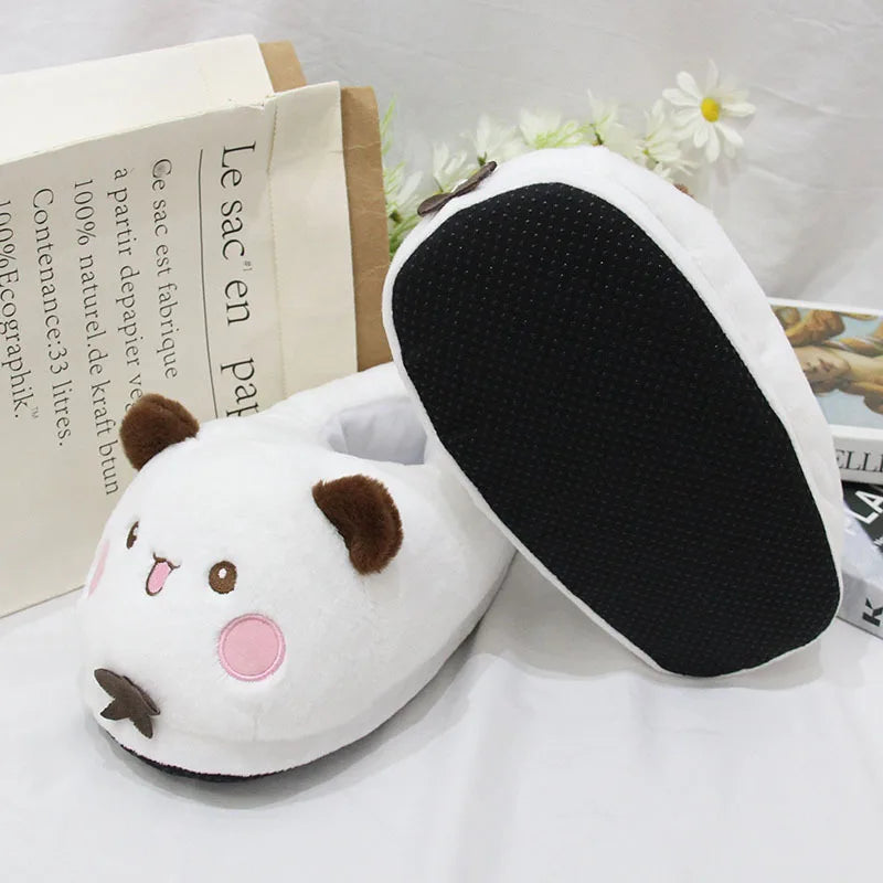 2025 New Panda Bubu And Yier Slippers Cartoon Panda Indoor Couple'S Warm Cotton Slippers Autumn And Winter Gift Birthday Gift Good Vibrations