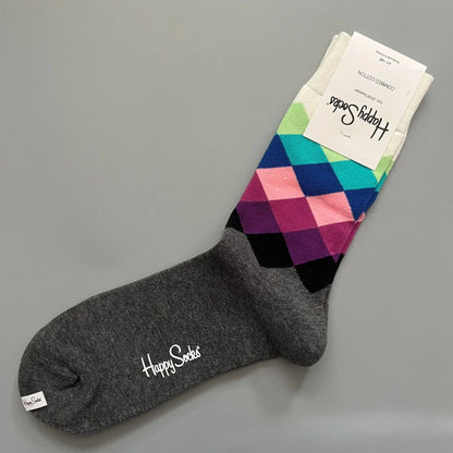 Cotton Happy Socks Men's Classic Crew Sock Shoe Size 10 - 13 Soft Good Vibrations