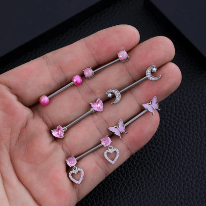 A Pair Cute Heart Dangled Nipple Piercings Barbell for Women Pink Color Moon Butterfly Shaped Sexy Nipple Rings Shield Bar Sets Good Vibrations Adult Super Store