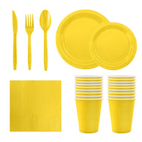 Solid Yellow boda party tableware set cumpleaños decoracion bachelorette Birthday Tableware Paper Napkins Cups Plates Tablecloth Good Vibrations