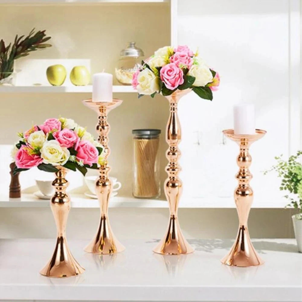 Metal Candle Holders Flowers Vase Candlestick Centerpieces Road Lead Candelabra Centerpieces Wedding porps Christmas decoration Good Vibrations
