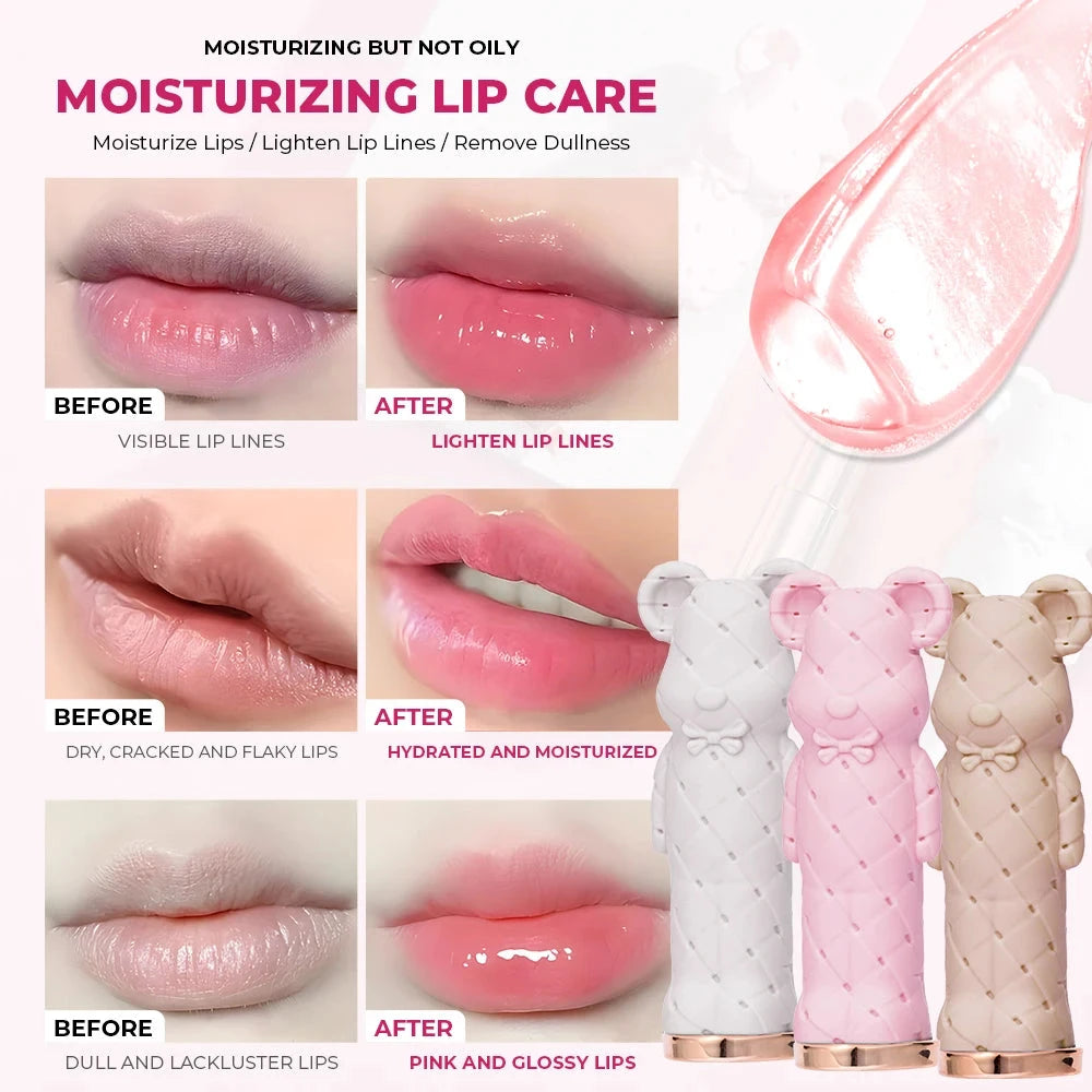 Beauty Glazed Bear Moisturizing Lipstick,Colored Lip Balm,Nourishing Lip stick,Easy To Color,Watery Good Vibrations