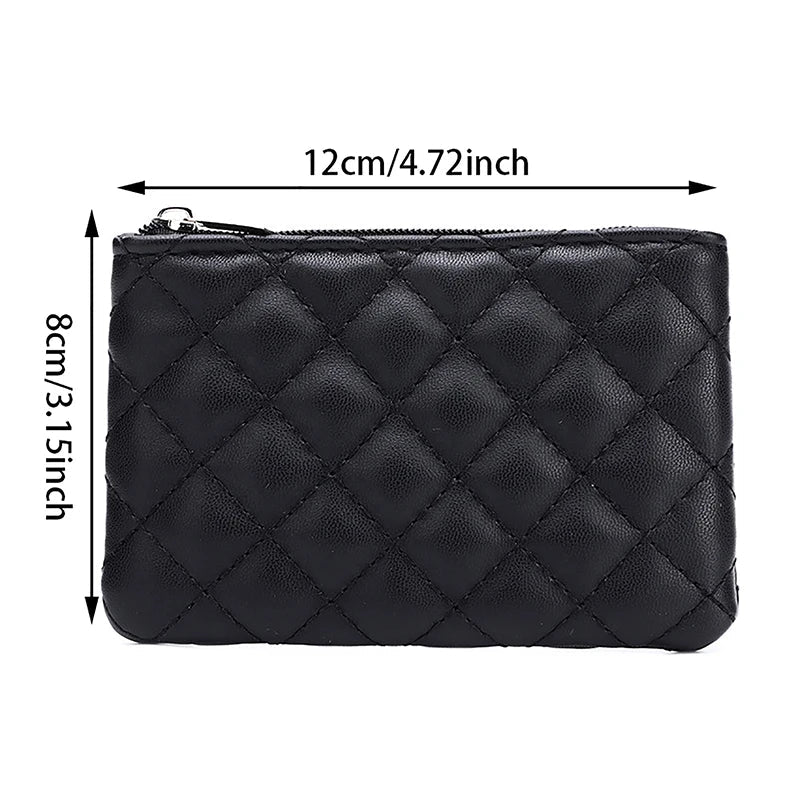 Women Small Coin Purse PU Leather Zipper Wallets Pouch Plaid Print Change Purses Business Card Holder Ladies Mini Coin Bag Good Vibrations