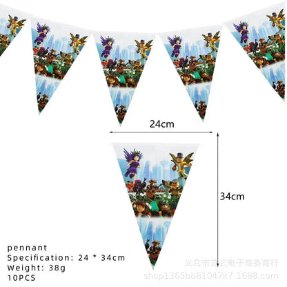 Game Roblox Cartoon Party Theme Birthday Supplies Balloon Banner Cake Topper Tableware Set Decorative Anime Peripheral Gifts Good Vibrations