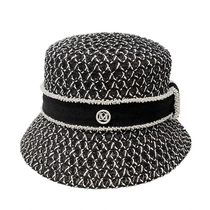 Korean  Breathable Hollow Fisherman Hat, Personalized Basin Hat, Fashionable Diamond Bucket Hat for Women's Summer Outings Good Vibrations