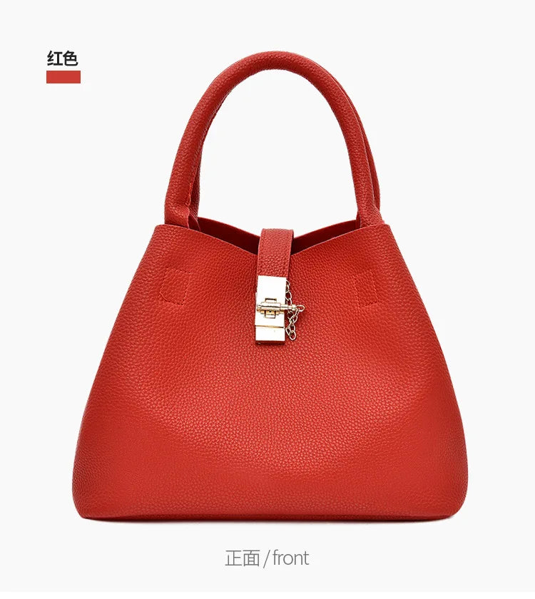 Woman shoulder bag Large capacity Handbag for Women Crossbody bag Lychee pattern PU Portable bucket bag ladies messenger bags Good Vibrations