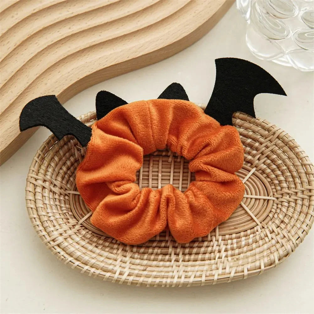 Halloween Festival Hair Accessories Cloth Christmas Elastic Hair Bands Ponytail Holder Women Hair Rope Flannel Scrunchies Good Vibrations