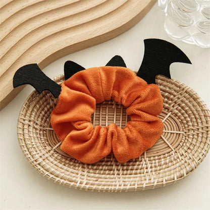 Halloween Festival Hair Accessories Cloth Christmas Elastic Hair Bands Ponytail Holder Women Hair Rope Flannel Scrunchies Good Vibrations