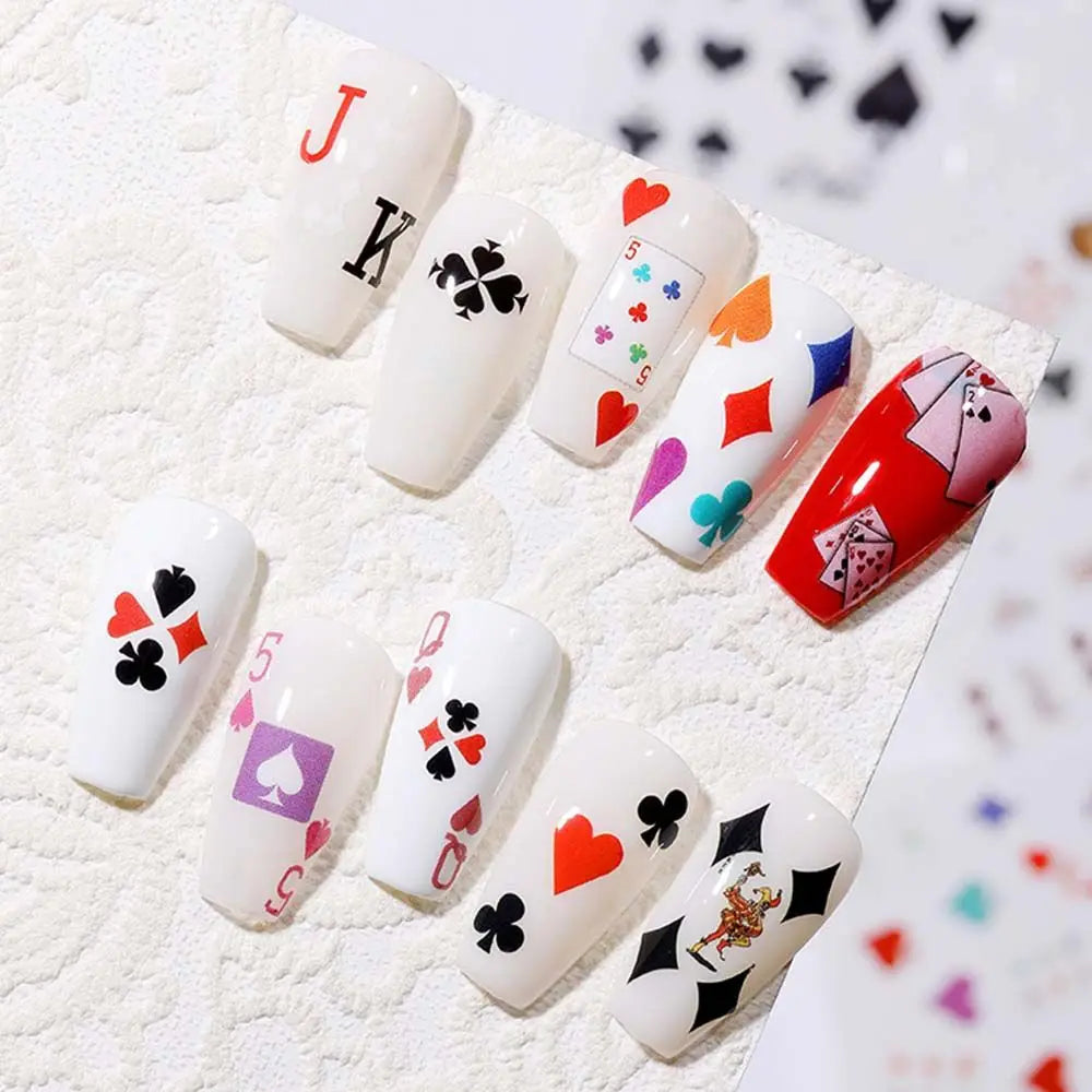 Waterproof Adhesive Decals Interesting Manicure Poker Nail Art Sticker Playing Cards Design DIY Nail Decoration Good Vibrations