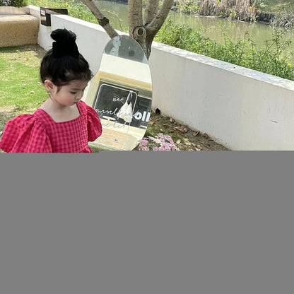 Bear Leader Rose Pink Plaid Bow Dress Elegant Lolita Child Big Girls Midi Dress Children Dresses Teens Party Princess Sundress Good Vibrations