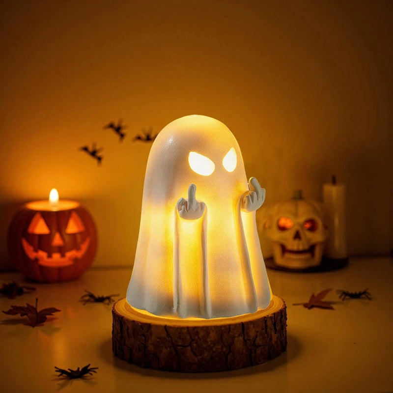 Halloween Ghost Figurine Cute Spooky Resin Statue Finger Ghost Ornaments Perfect For Party Home  Indoor & Porch Halloween Decor Good Vibrations