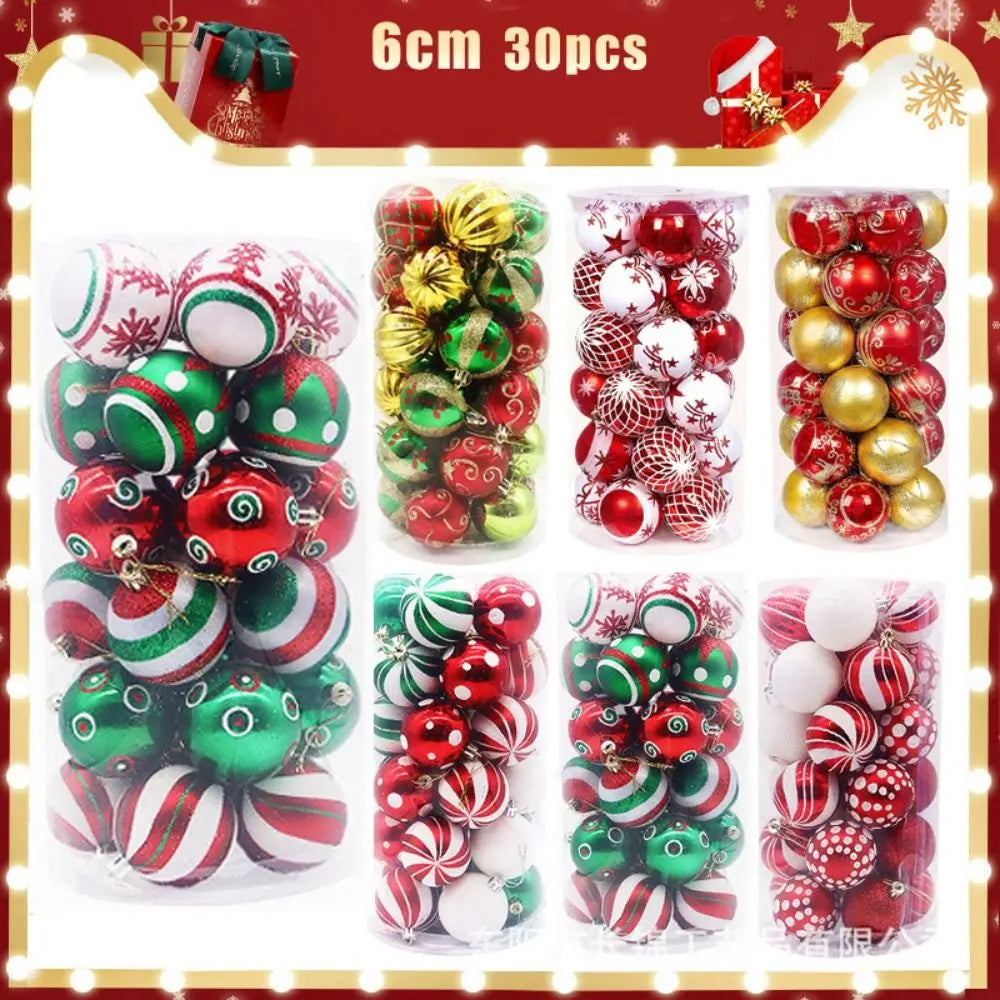 30PCS New Plastic Christmas Balls 6cm Multicolor Tree Pendant Ornaments DIY Gifts Party Supplies Xmas Good Vibrations