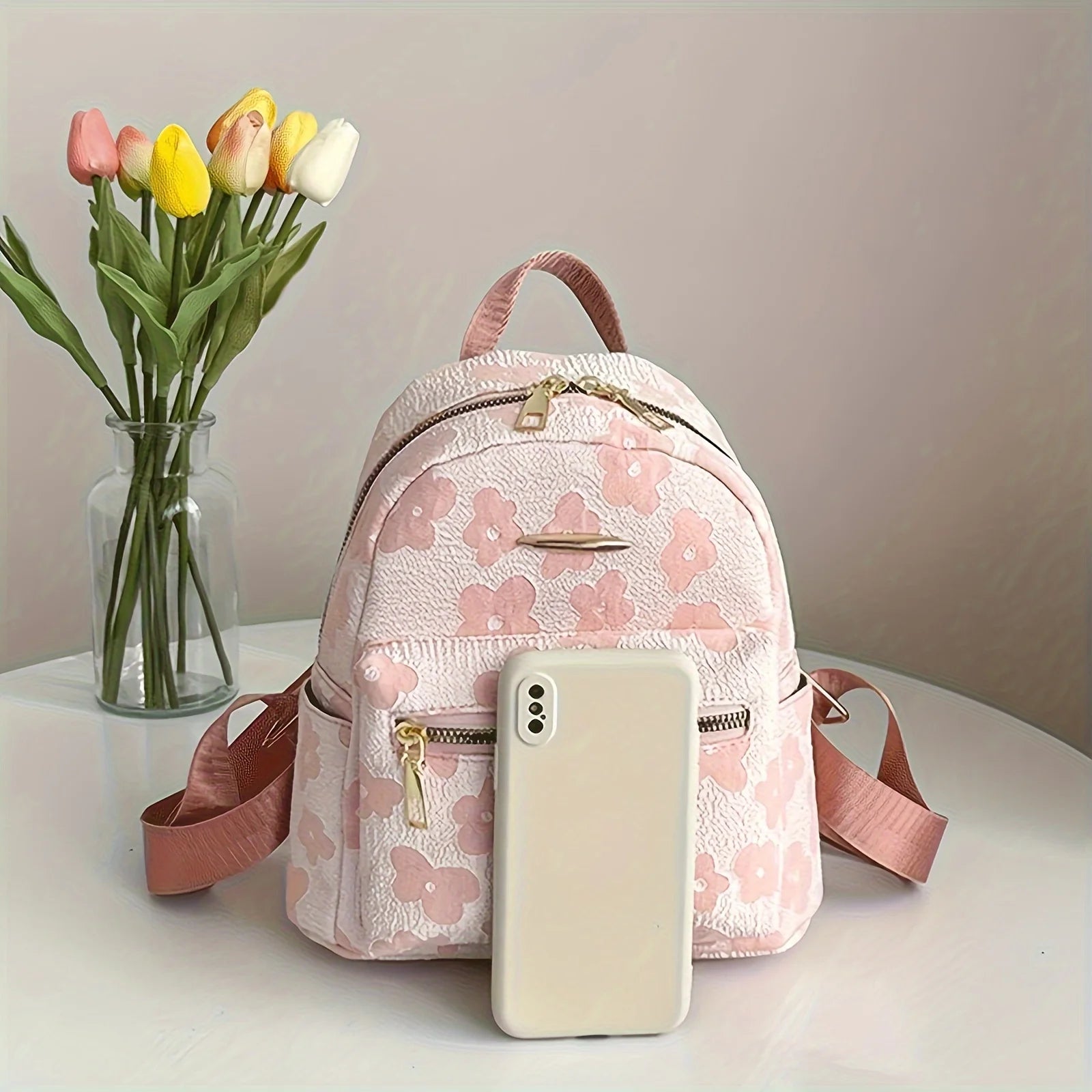 Women's Mini Backpack Fashion Solid Color Small Simple Casual Traveling Large Capacity Durable Female's Schoolbag Good Vibrations