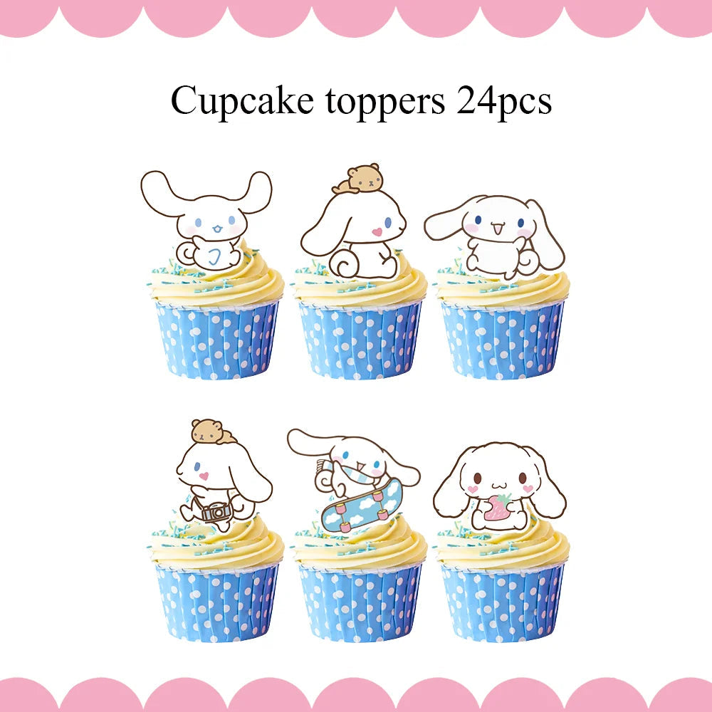 Cartoon Cinnamon Dog Birthday Decoration Mascot Disposable Tableware Plate Tablecloh Cup Baby Shower Girls Party Supplies Good Vibrations