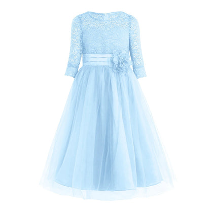 Elegant Floral Lace Flower Girl Dresses Kids Princess Wedding Dress Pageant Birthday Evening Party Dress Girls Formal Clothes Good Vibrations