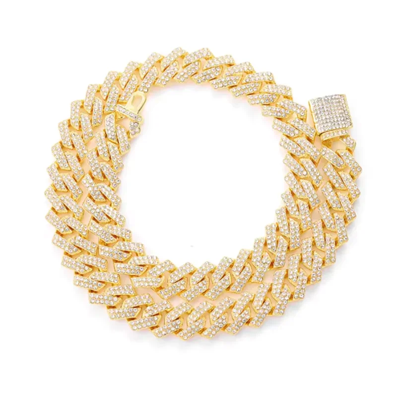 16mm Hip Hop Miami Cuban Link Chain Set Necklace +Watch+Bracelet Creative Iced Out Shiny Trendy Stylish Jewelry For Women Men Good Vibrations