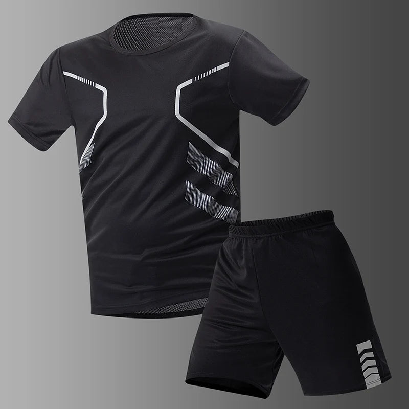 2/4/6 Pcs Plus Size Men's Quick-drying Short-sleeved Shorts Suit Men's Leisure Sports Running Fitness T-shirt Joker Shorts Teen Good Vibrations