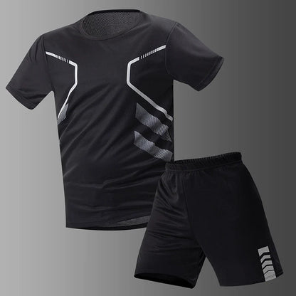 2/4/6 Pcs Plus Size Men's Quick-drying Short-sleeved Shorts Suit Men's Leisure Sports Running Fitness T-shirt Joker Shorts Teen Good Vibrations