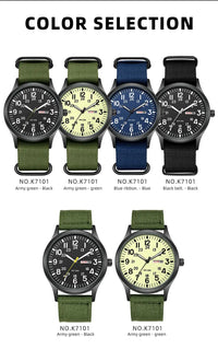 2024 TPW Field Watch Easy Reading Fabric Strap 24 Hours Display Quartz Movement Good Vibrations
