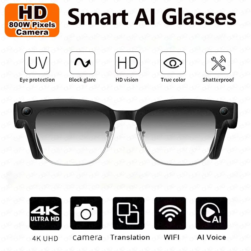 2025 New Upgrade Smart Glasses With Camera Video Recording AI Photo Recognition Bluetooth Call Translation Voice Sunglasses Man Good Vibrations