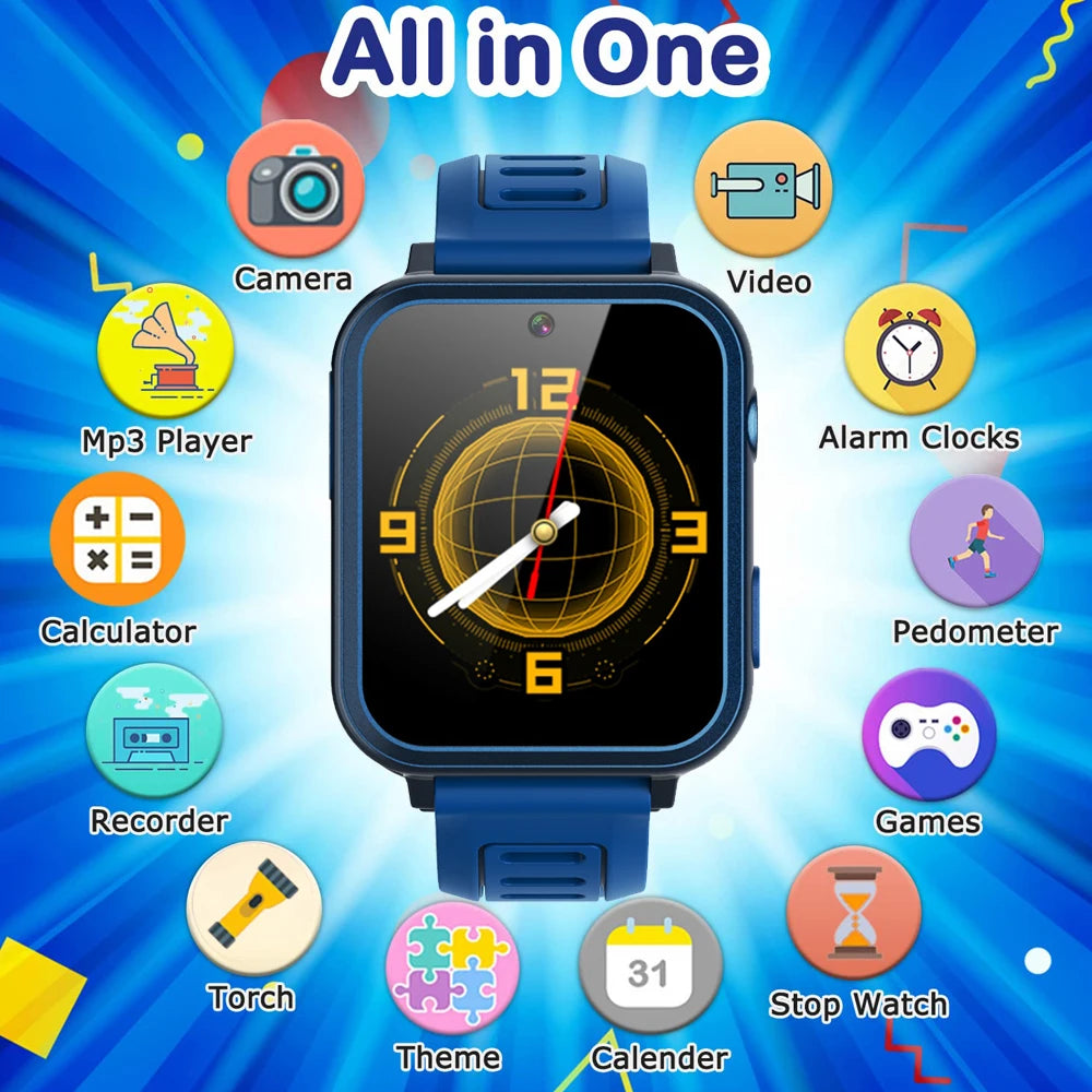 Children's Wristwatch 24 Games Kids Smart Watch Music Play Pedometer Tracker Time Display Video Audio Record Torch Smartwatch Good Vibrations