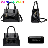 Luxury Patent Leather Crossbody Bags Women Crocodile Pattern Sac 2024 Large Capacity Ladies Shoulder Tote Bags Designer Purse Good Vibrations