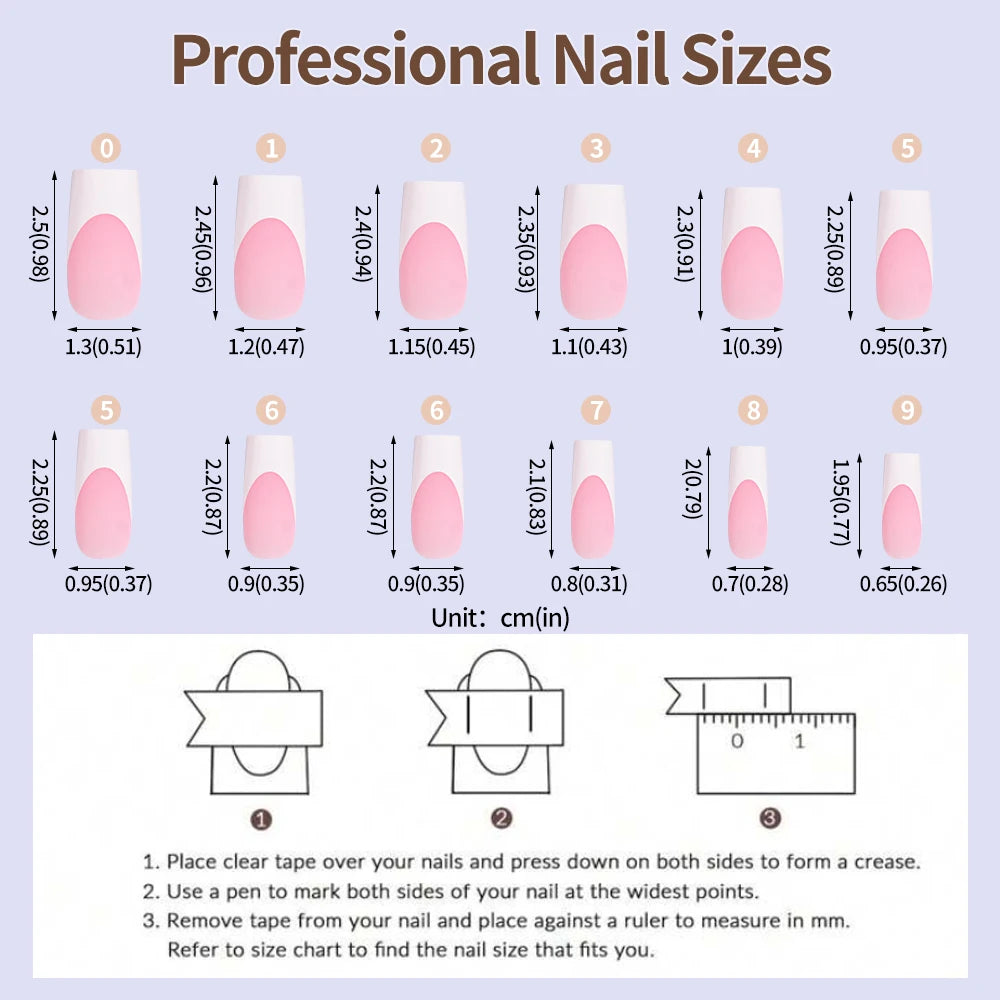120pcs Pink French Tip Press-On Nails Medium Length Square Shape With Glossy Finish False Nails Full Cover Pre-Shaped Fake Nails Good Vibrations